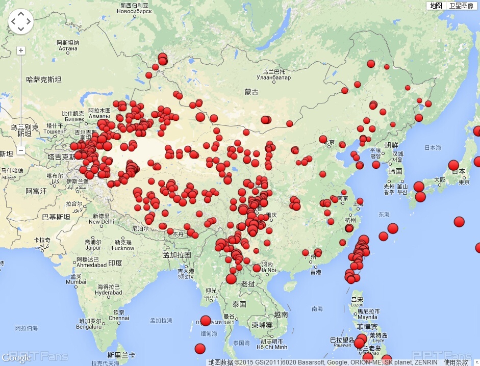 中国地震台网2014年2月至2015年2月地震数据