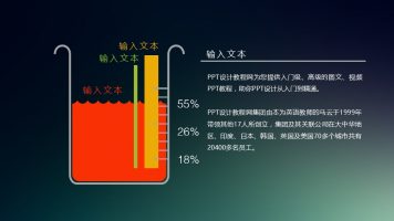 用烧杯不同水位表示不同数值的PPT模板下载
