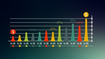 水柱形状的柱状图PPT模板