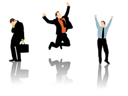 商务,小人,飞起来,跳起来,公文包,公事包,沮丧,高兴,兴高采烈,举手,跳高,剪影