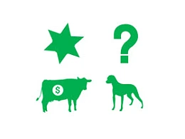 六角形,星星,问号,？,牛,奶牛,动物,狗,金钱