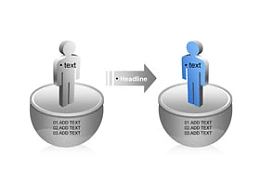 小人,箭头,关系,半球,立体,相互关系,对比