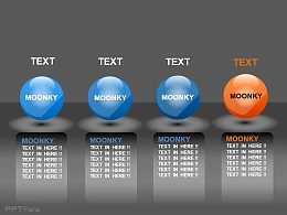 moonkey四个并列关系小球PPT素材