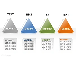 moonkey四个并列关系锥形PPT素材