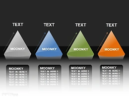 moonkey四个并列关系锥形PPT素材