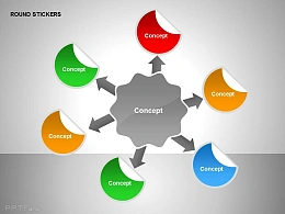 六部分放射状彩色贴纸