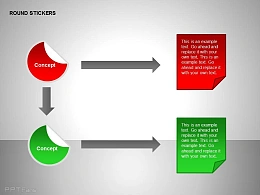 红绿两部分半圆形贴纸文字说明