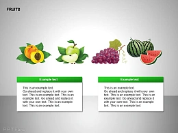 桃、青苹果、葡萄、西瓜图示