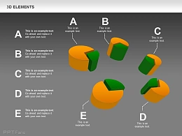 灰色背景五部分圆柱体