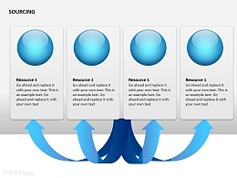 战略采购与箭头标签图示 四个项目