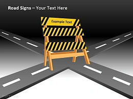 十字路口路障提示牌Powerpoint模板下载
