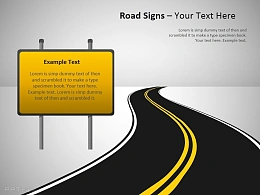 黄色告示牌路标PPT图示下载