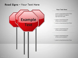 红色路标图示PPT免费下载