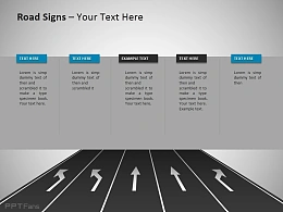 五车道分向行驶路标powerpoint模板免费下载