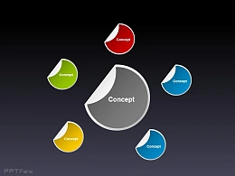 总分关系个性便签纸ppt模板下载