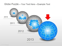递进排列四部分地球拼图