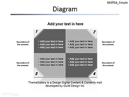 四部分卷边便签PPT素材下载