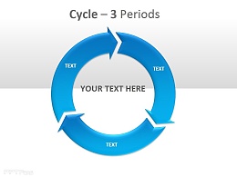 三箭头构成的蓝色圆圈循环图PPT模板下载