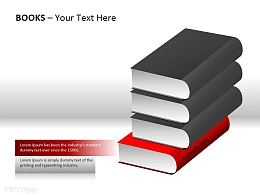 立体形象四本书插图PPT模板下载