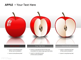 红色立体水晶苹果PPT模板下载