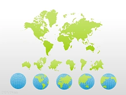 彩色详细世界地图PPT模板下载