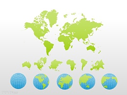 彩色详细世界地图PPT模板下载
