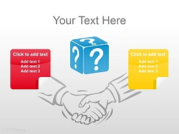 彩色两拼图握手背景图PPT素材下载