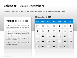 2011年十二月份日历图PPT素材下载