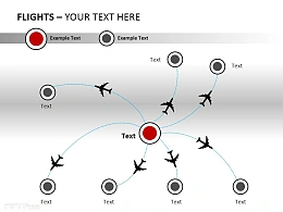 放射状飞行轨迹图PPT模板下载