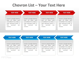 红蓝两排排列Chevron公司列表PPT模板下载