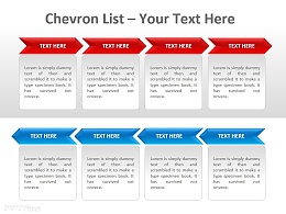 红蓝两排排列Chevron公司列表PPT模板下载