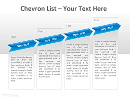 Chevron公司列表之百分比递增四文本PPT模板下载