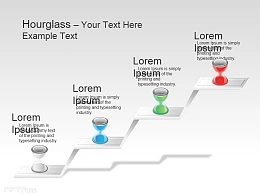 多彩沙漏四图示PPT素材下载