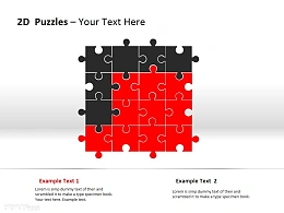 2D方形拼图PPT模板下载
