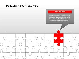 白色拼图之红色点缀PPT模板下载