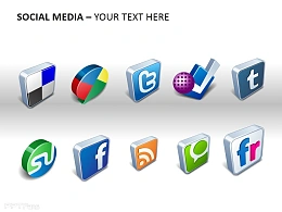 社交媒体立体图例PPT模板下载