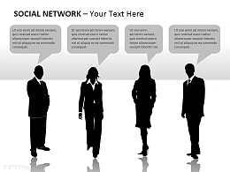 社交网络之黑白人物图示PPT模板下载