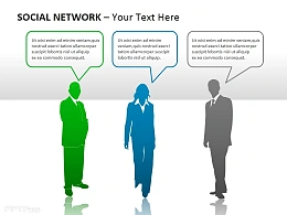 社交网络之彩色人物图示PPT模板下载