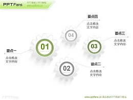 4个齿轮PPT素材模板下载