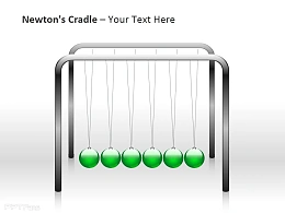 牛顿摆之绿色球PPT模板下载