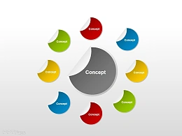 观念图之彩色半球形PPT素材下载