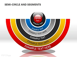 半圆彩色五分段PPT素材下载