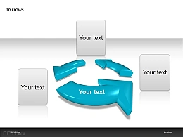 3D FLOWS三箭头说明PPT模板下载
