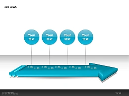 3D FLOWS蓝色四部分PPT模板下载