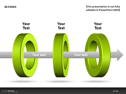 3D FLOWS绿色三圆环PPT模板下载