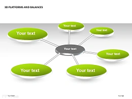 3D绿色平台之总分结构PPT模板下载