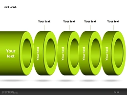 3D FLOWS绿色圆环PPT模板下载