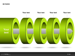 3D FLOWS绿色四圆环PPT模板下载