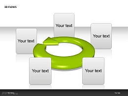 绿色箭头五部分说明PPT模板下载