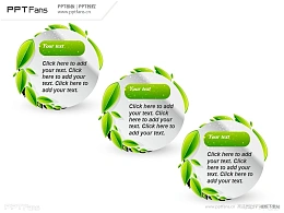 充满活力的绿叶装饰文字说明PPT模板